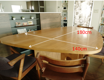 不定形でサイズも大きく、かなりのスペースを必要とするテーブル。