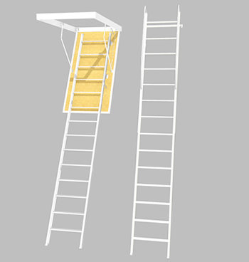 固定階段を設置できない小屋裏収納には、天井収納用はしごとタイプを利用できます。小屋裏収納を考えるうえで、どのような上り下りの設備を採用するかで、小屋裏収納の使い勝手に影響がでます。