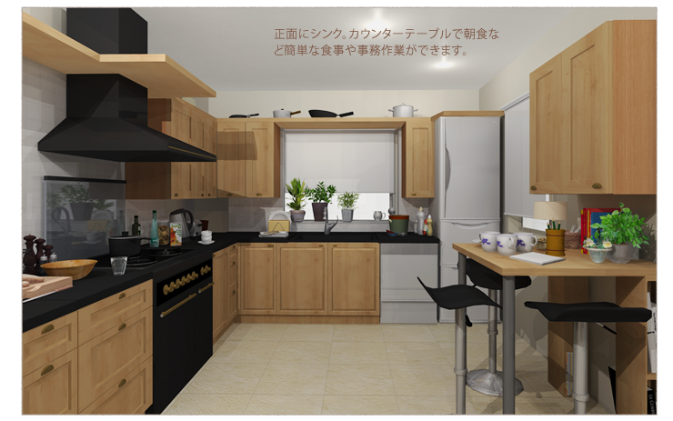 Broadchurchダニーの家のキッチン正面の３Dモデル