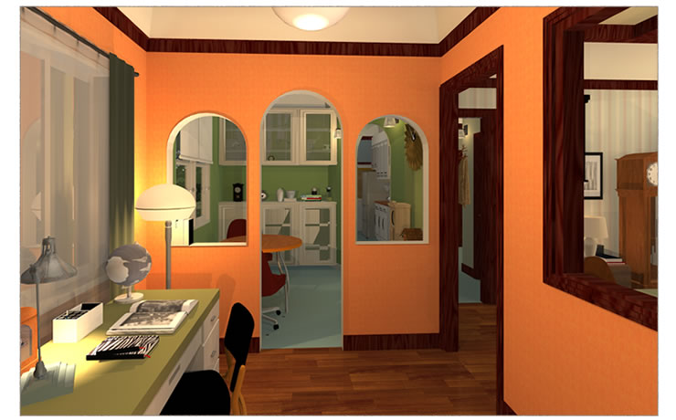 GRIMMオレンジ壁の書斎の３Dモデル