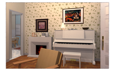 Lotta flyttar hemifranロッタちゃんのピアノがある部屋の３Dモデル