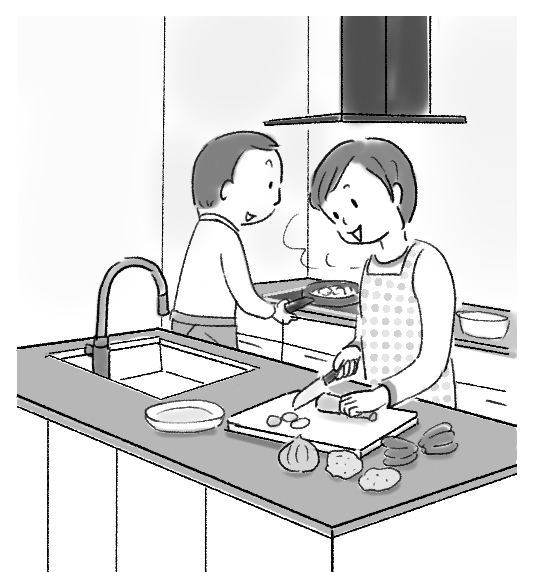 家族で料理する場所にゆとりがあるデュエ。使い方に合わせてレイアウトが検討できます。