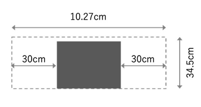 この4機種の設置に対応できるスペースは、幅10.27cm、奥行き34.5cmです。ただし、背面吸気タイプを設置する場合は、背面スペースは、最小限のため性能発揮には不十分な可能性があります。