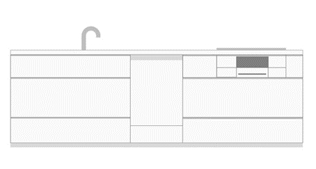 ドア面材型の特徴: システムキッチンに食洗機が溶け込むような、自然で統一感のあるデザインを実現できます 。