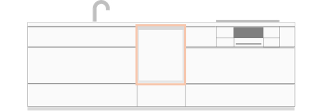 一般的には、ビルトイン食洗機はシンク横に設置します。シンク横の場合、深型やフロントオープンタイプなどを選ぶことが可能で、将来別のタイプに変更できる柔軟性があります。