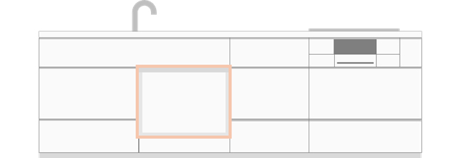 シンク下に設置するフロントオープンタイプの食洗機を幅60cmにすることで、大容量に対応することもできます。