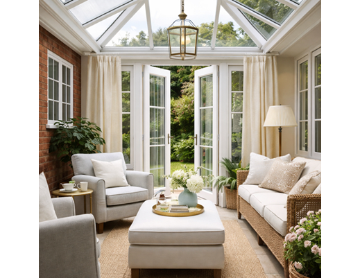 写真④：イギリスでよくみられる、もうひとつのリビングコンサバトリー。